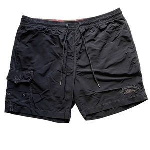 Tommy Bahama Relax Black Swim Trunks Board Shorts Lined Pockets Vacation Mens L